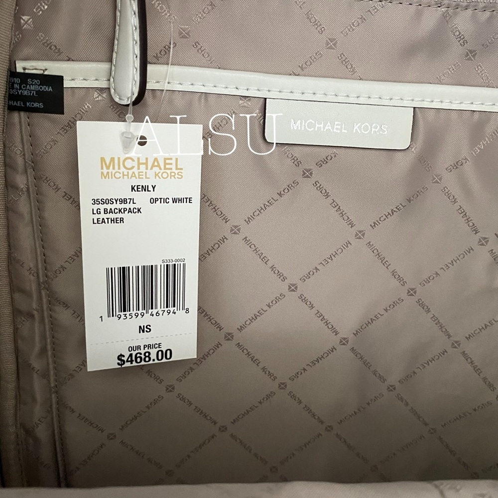 Michael Kors Kenly LG Leather Backpack Optic White - Picture 12 of 13